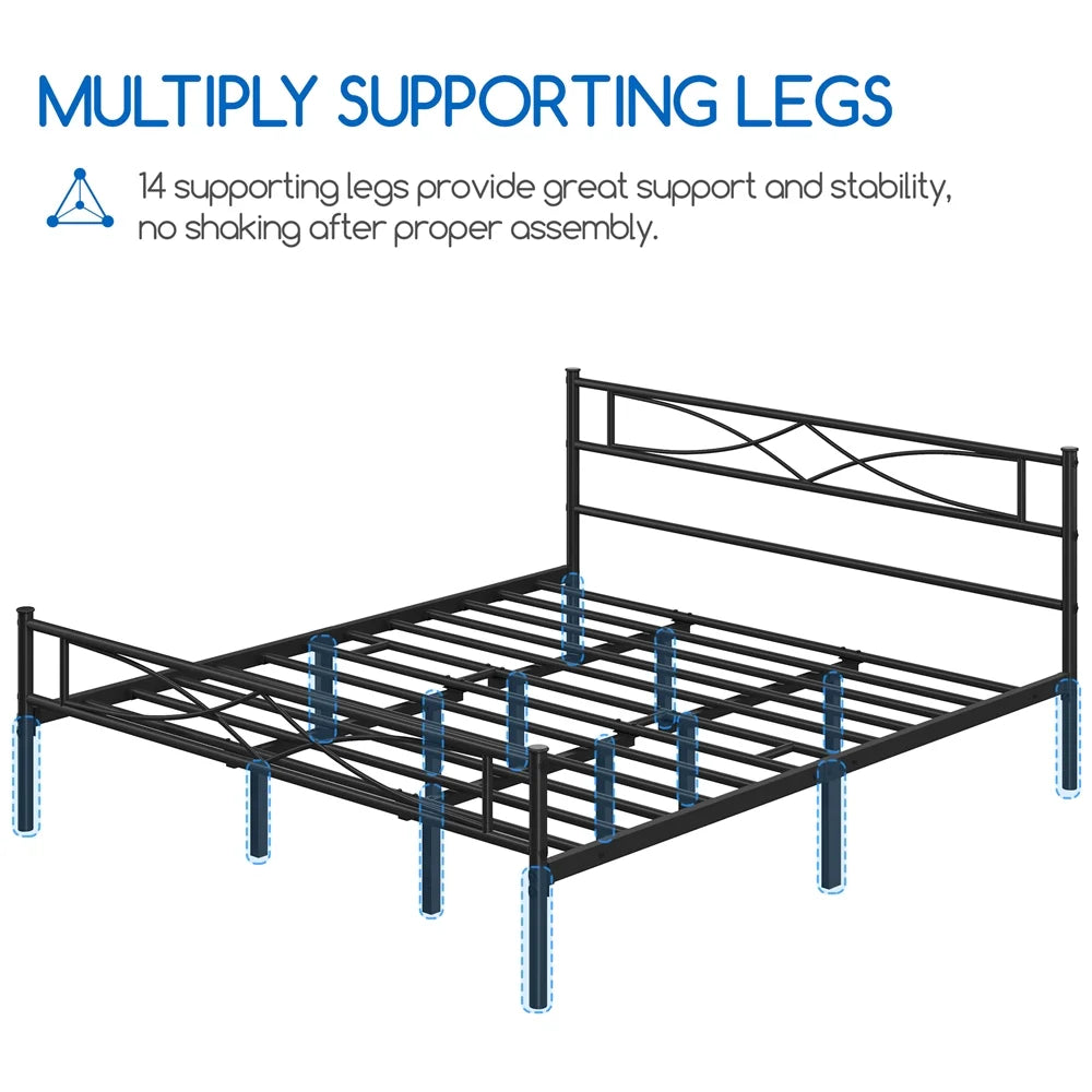 Metal King Bed Frame with Headboard and Footboard C185