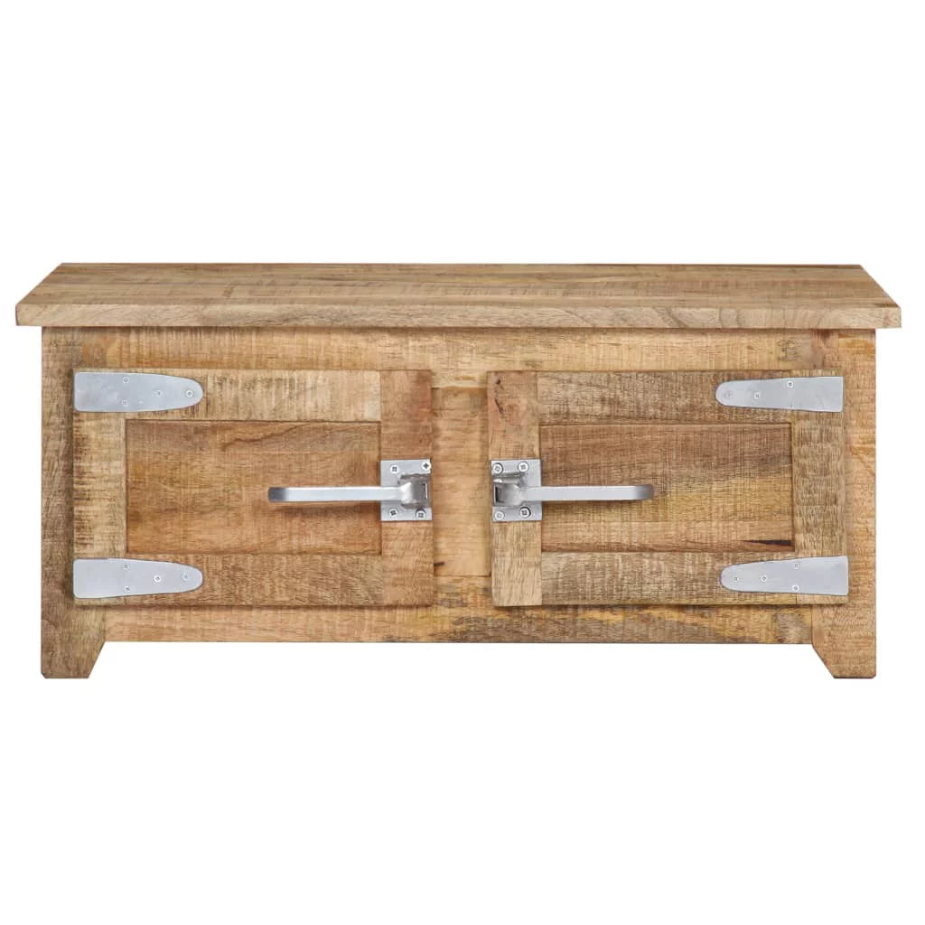 Mango Wood Coffee Table with 2 Cabinets and 2 Doors Y648353