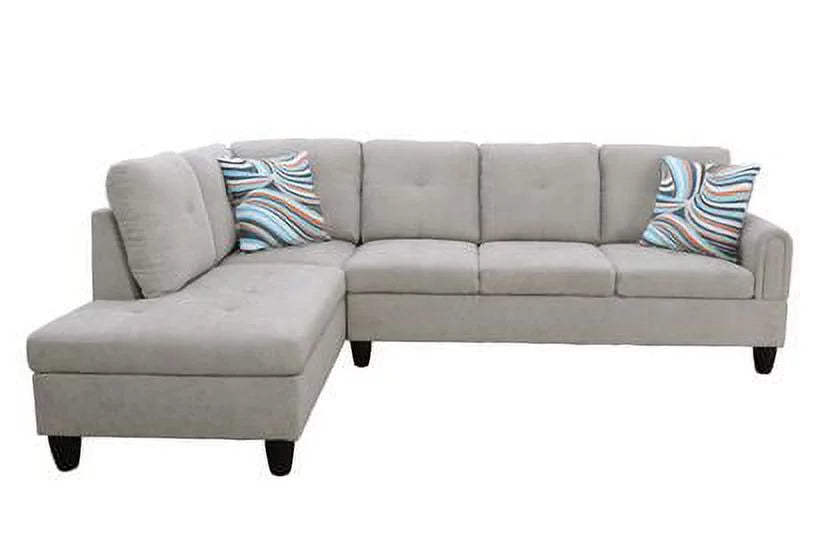 2 Pieces Grey L Shaped Sectional Sofa with Chaise X798193