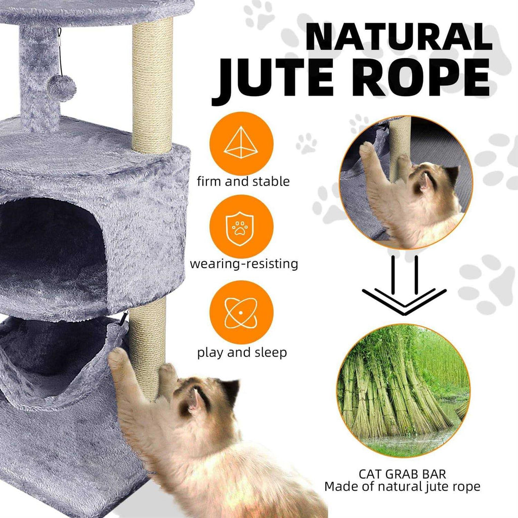 Cat Tree with Scratching Post and Hanging Bed N310
