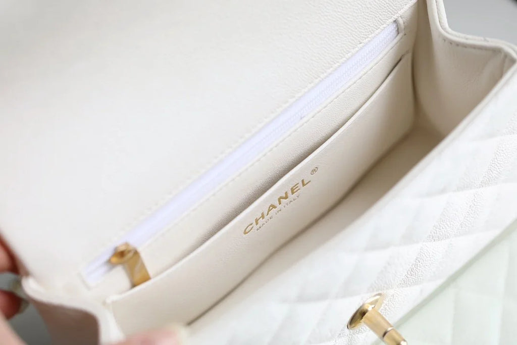 White Mini Flapbag With Top Handle L798168