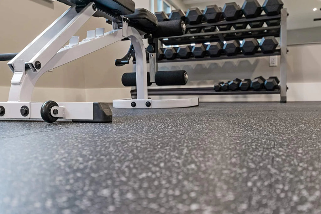 19 x 19 x 6mm Fitness Rubber Tiles, 23.5 SF, Grey, 10 Piece N746989