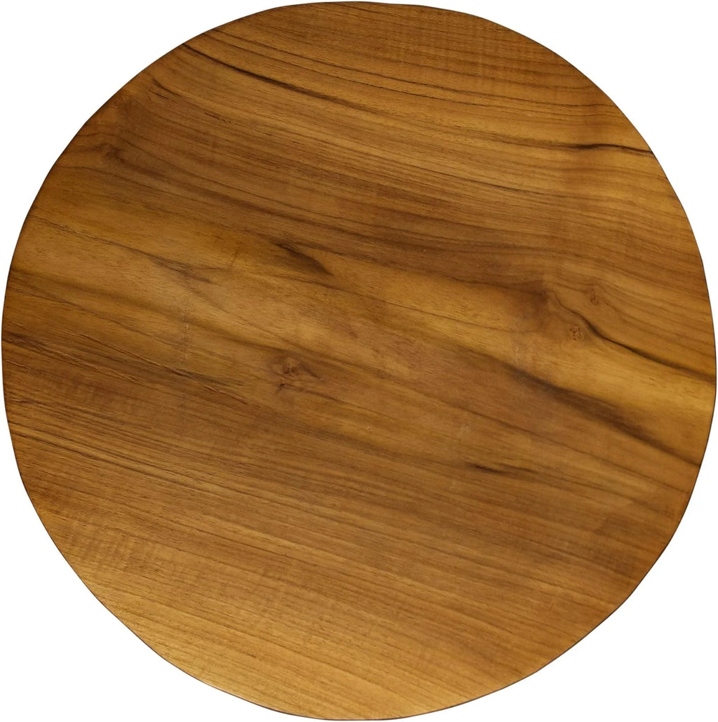 Round Teak Wood Accent End Table S28392