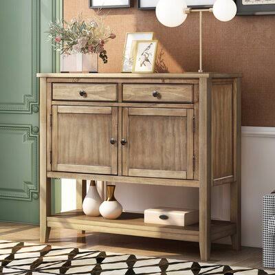 Brown Console Table with 2 Drawers and 2 Cabinets J986603