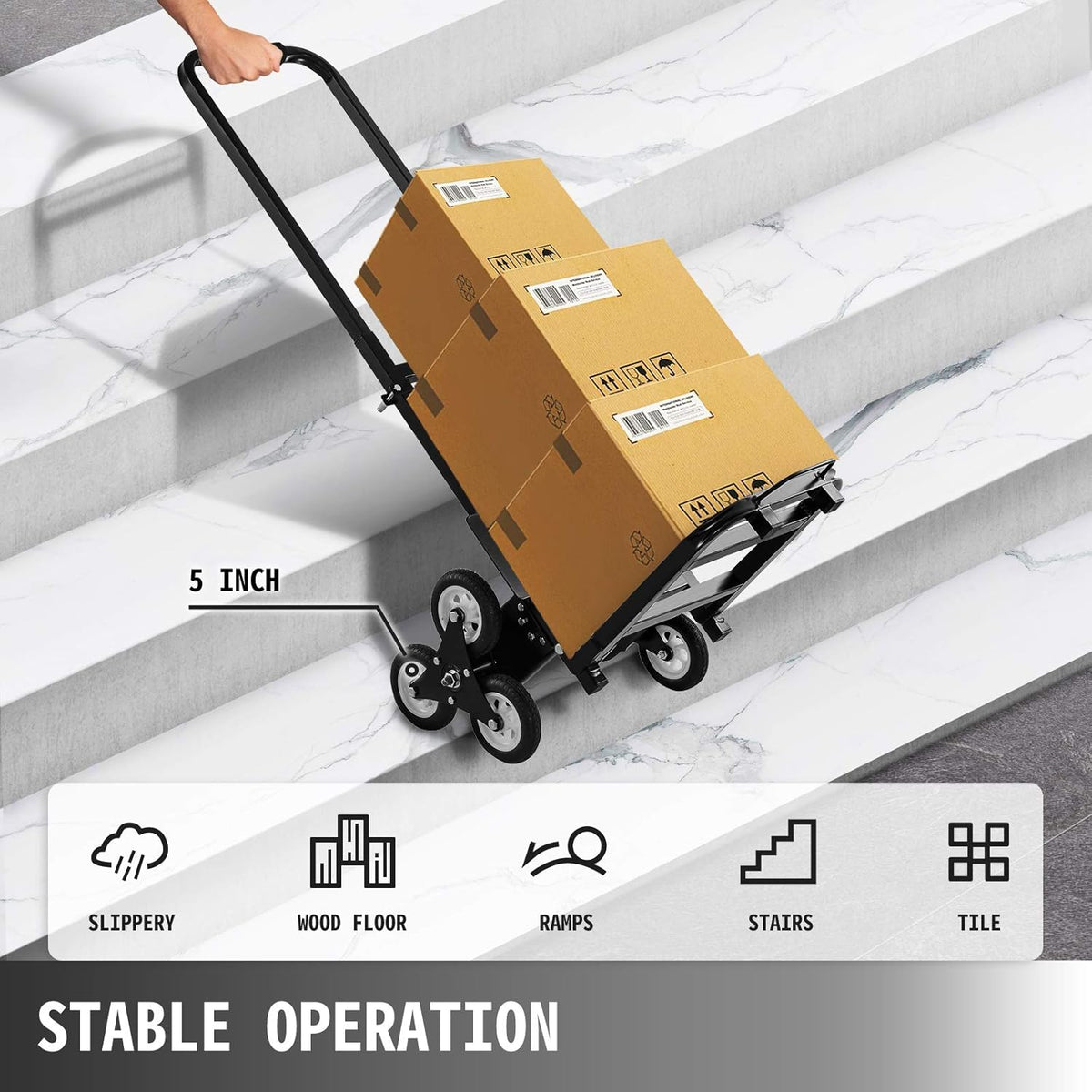 Portable Folding Stair Climber Hand Truck with 6 Wheels S15423