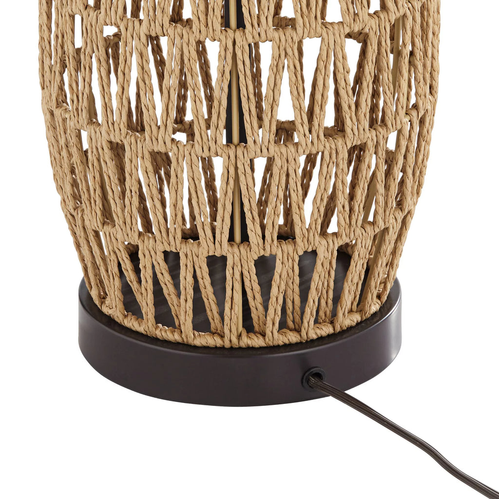 Set of 2 29" Tall Natural Rattan Wicker Table Lamps L890