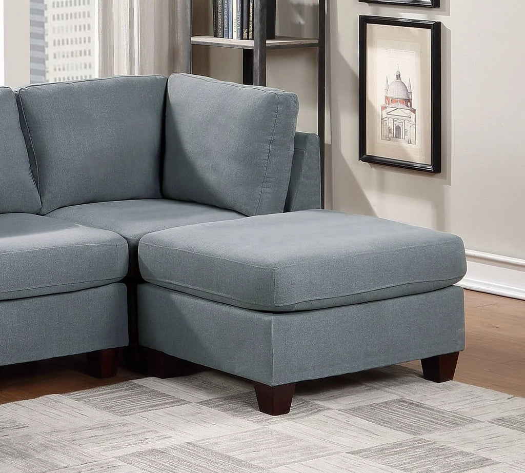 Grey Linen Like Fabric 6Pc Modular Sectional L924