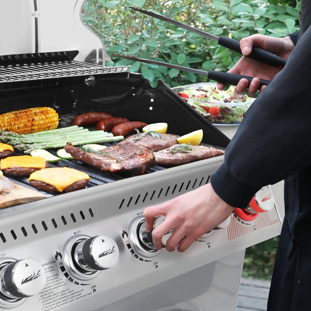 5-Burner Gas Grill with Rotisserie Kit E62097