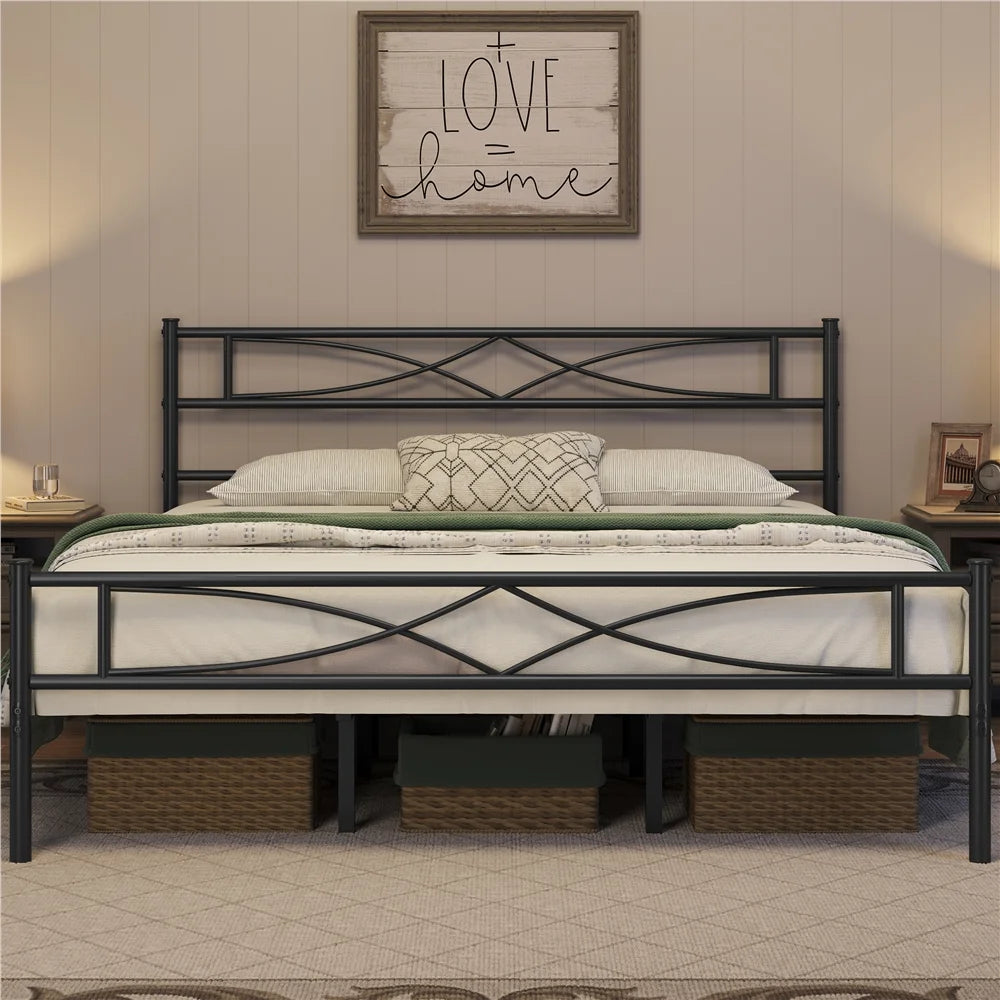 Metal King Bed Frame with Headboard and Footboard C185