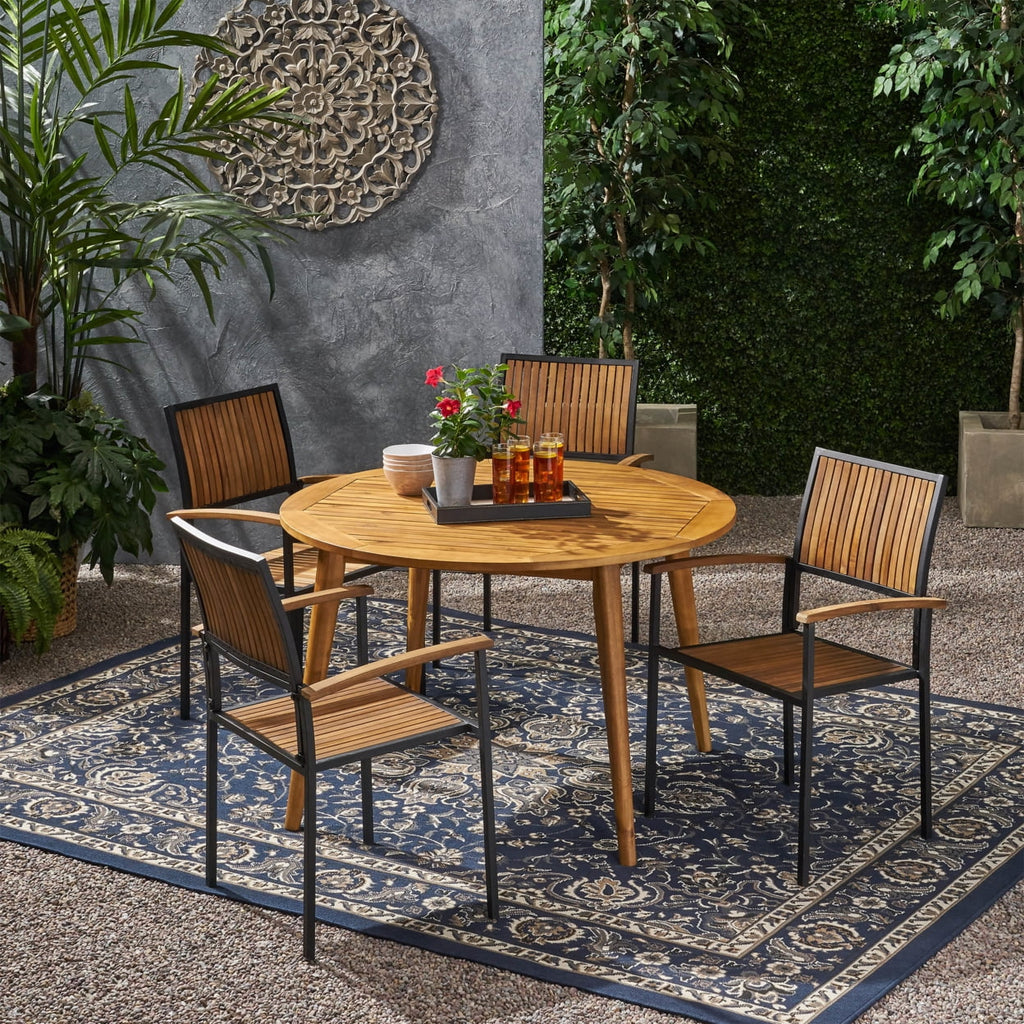 Acacia Wood 5 Piece Dining Set A98166