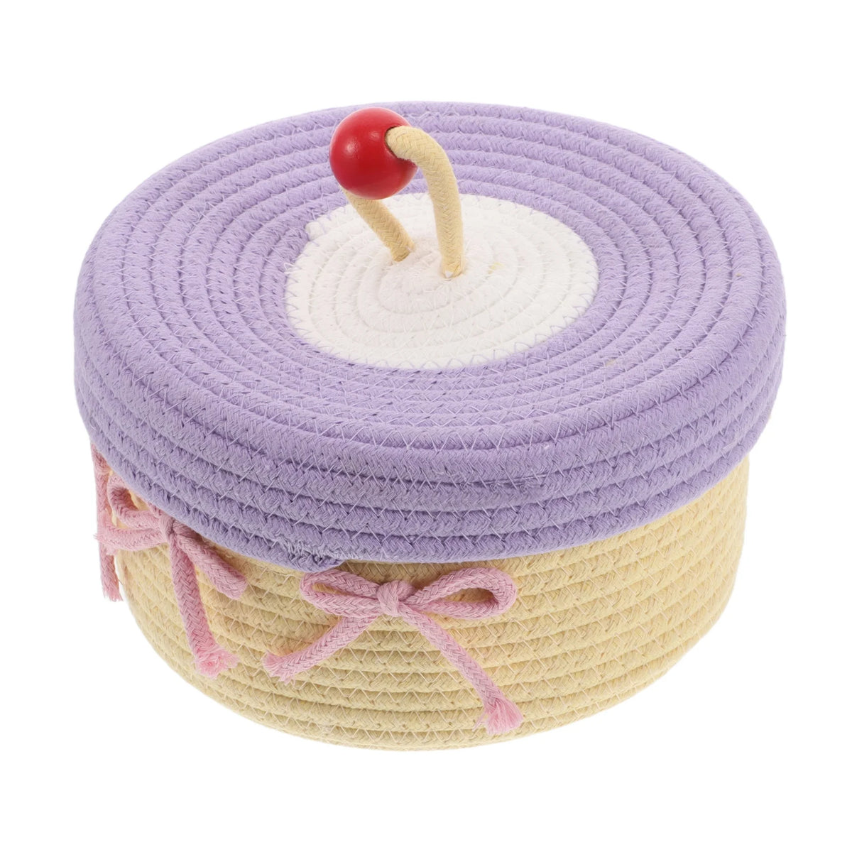 Woven Cotton Rope Basket With Lid Y74664