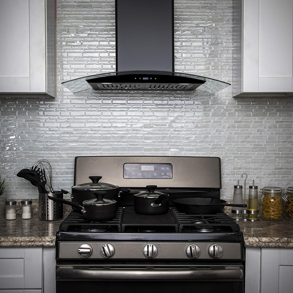 30 in Black Painted Stainless Steel Convertible Wall Mount Range Hood C9991