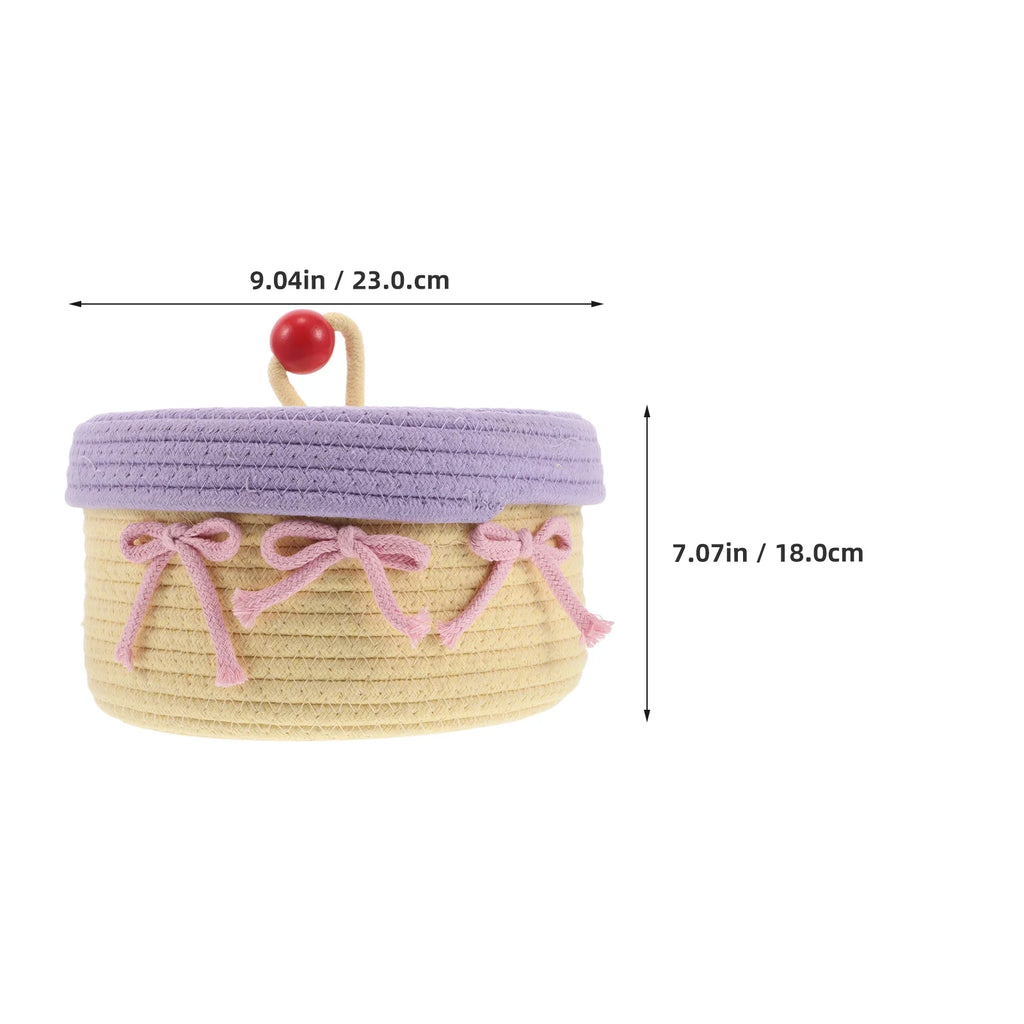 Woven Cotton Rope Basket With Lid Y74664