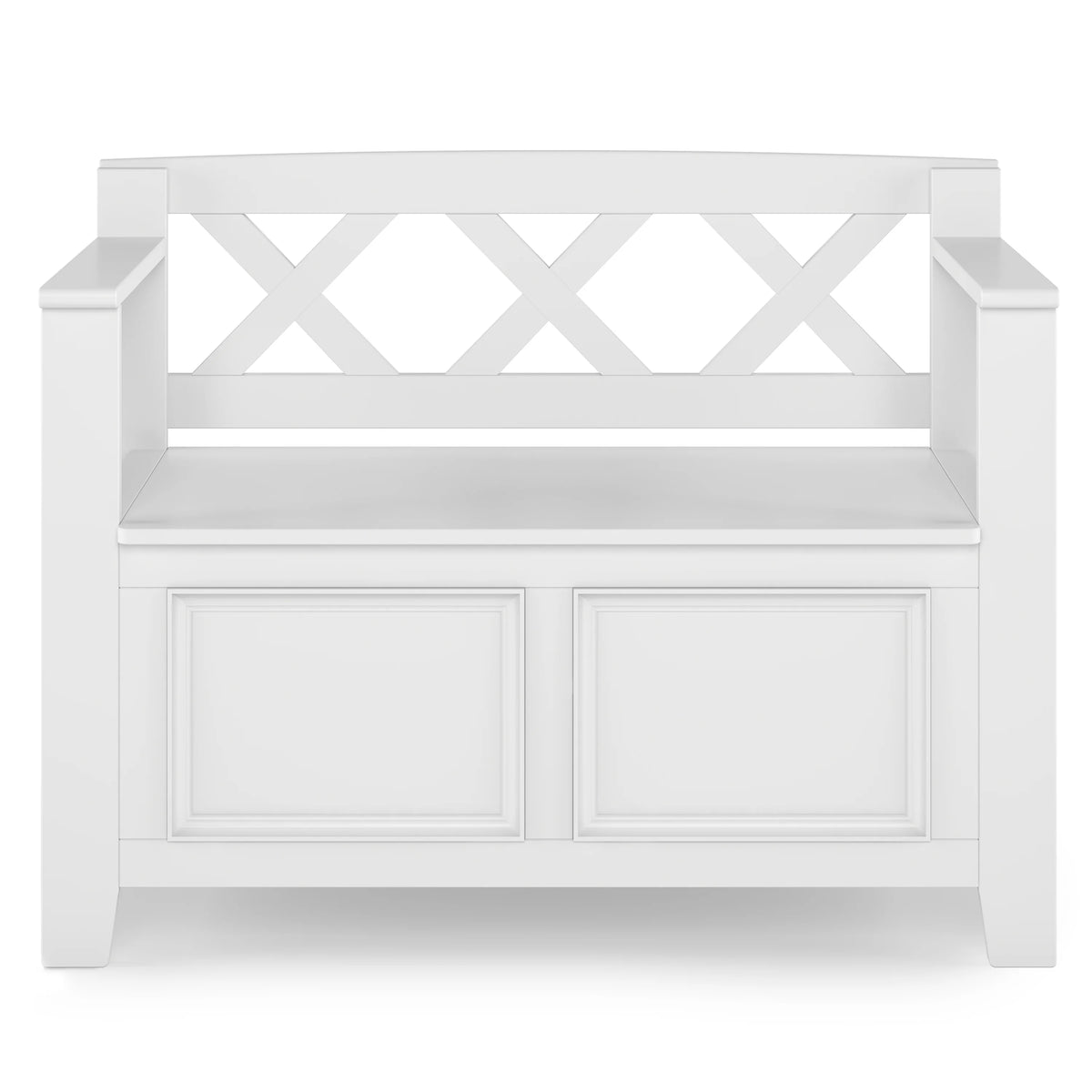 White Solid Wood 36 Inch Storage Bench N365586