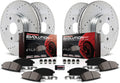 Front and Rear Carbon Fiber Brake Pads with Drilled & Slotted Brake Rotors Kit X906262