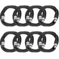8 Pack Black XLR Male to Female Patch Cables 10 Foot N669