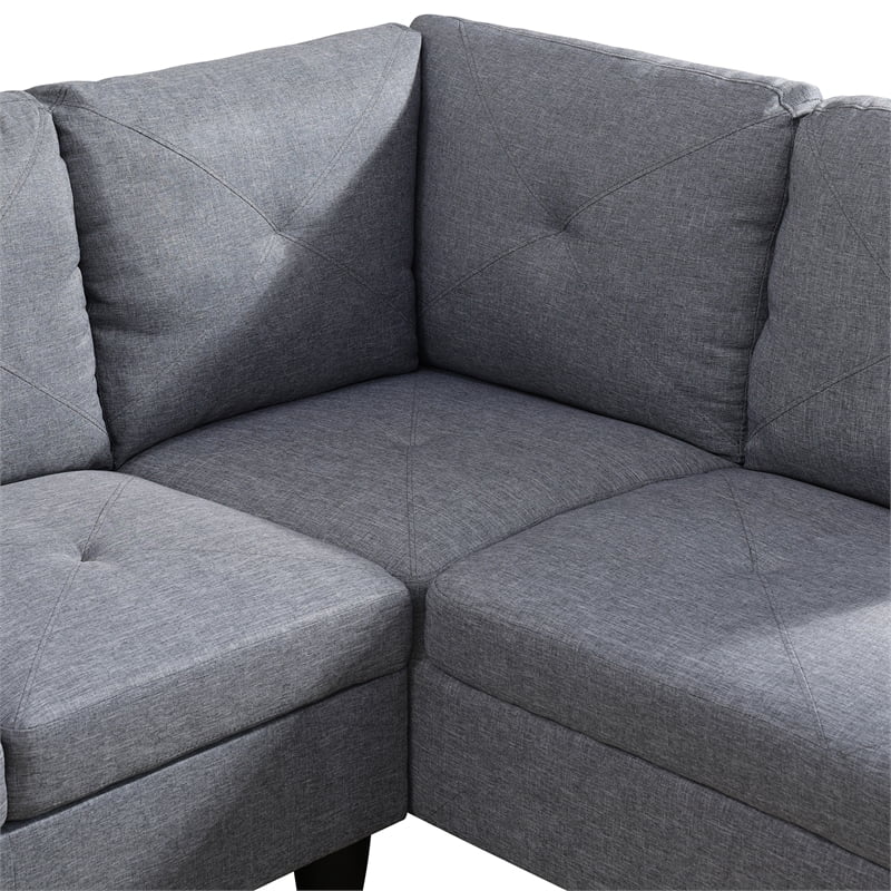 Microfiber Fabric Right Facing Sectional Grey T23621