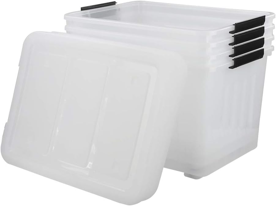 Clear Plastic Storage Box with Wheels, Set of 4 Q286
