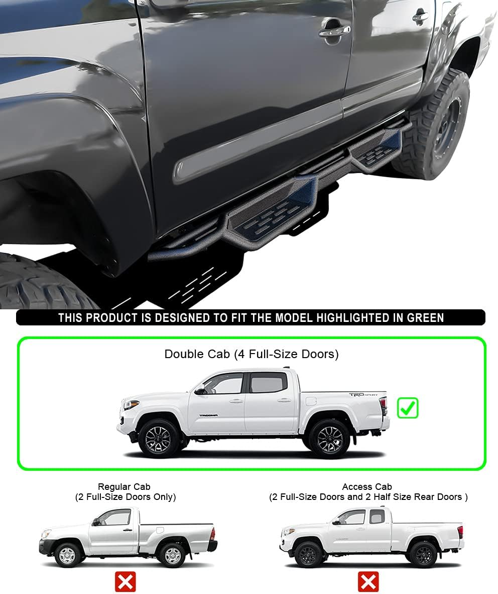 Drop Down Style Running Boards Side Step Rock Slider for Toyota Tacoma Double Crew Cab H119336