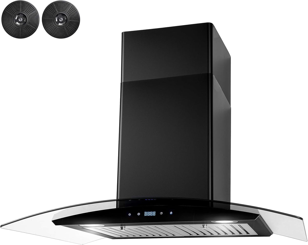 30 in Black Painted Stainless Steel Convertible Wall Mount Range Hood C9991
