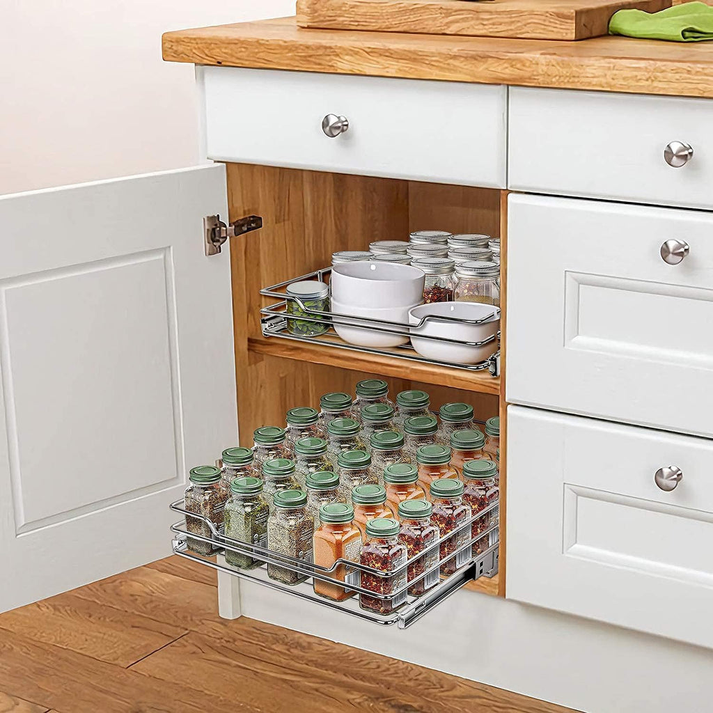 Pull Out Cabinet Organizer, Heavy Duty Slide Out Pantry Shelves Sliding Drawer Storage, 12.44 W x 16.54 D H809048