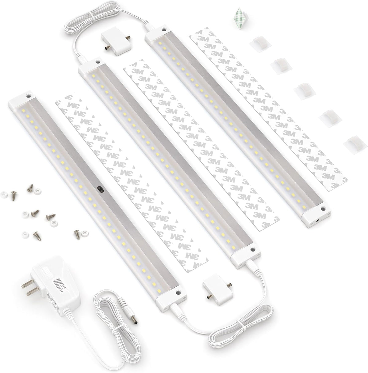 White Finish 3 Panel LED Dimmable Under Cabinet Lighting Kit J18568