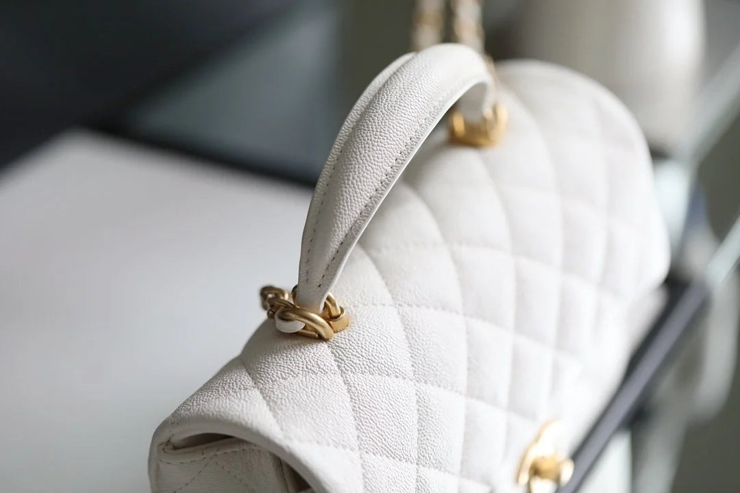 White Mini Flapbag With Top Handle L798168