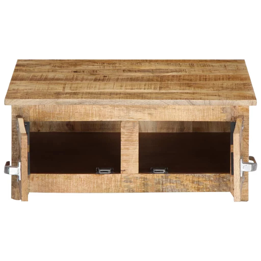 Mango Wood Coffee Table with 2 Cabinets and 2 Doors Y648353