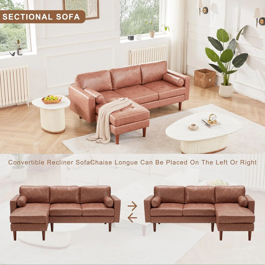 Brown L Shaped Sectional Sofa with Reversible Chaise K192581