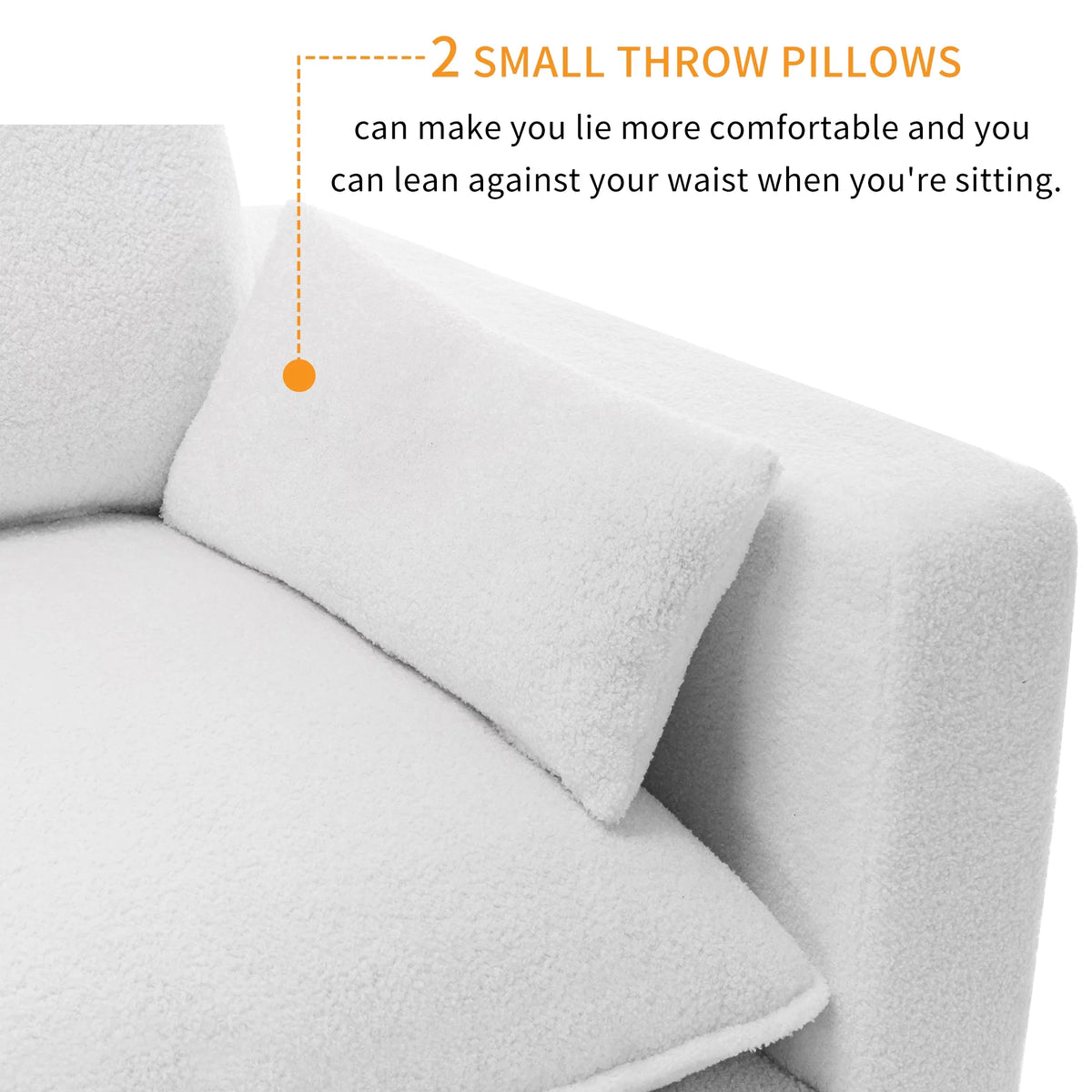 3 Seater White Teddy Fabric Sofa with Pillows E22944
