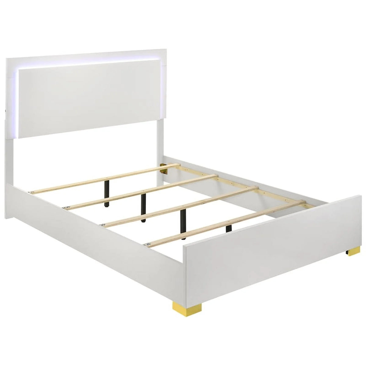 5-piece Contemporary Wood Queen Bedroom Set White and Gold G444