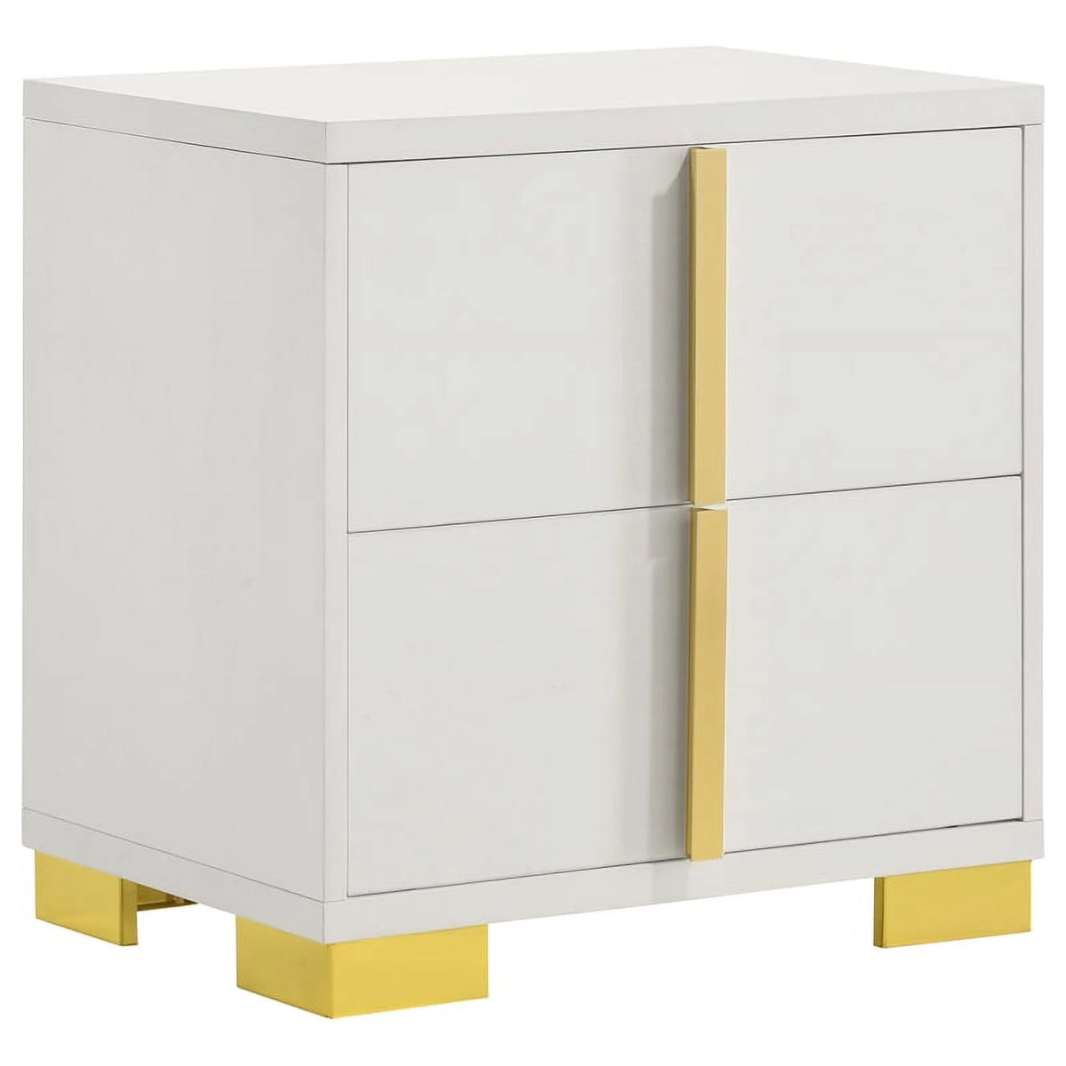 5-piece Contemporary Wood Queen Bedroom Set White and Gold G444