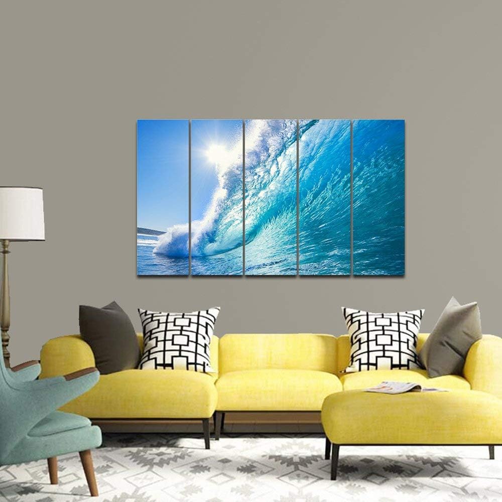 5 Piece Framed Giclee Canvas Prints Seascape Artwork E212
