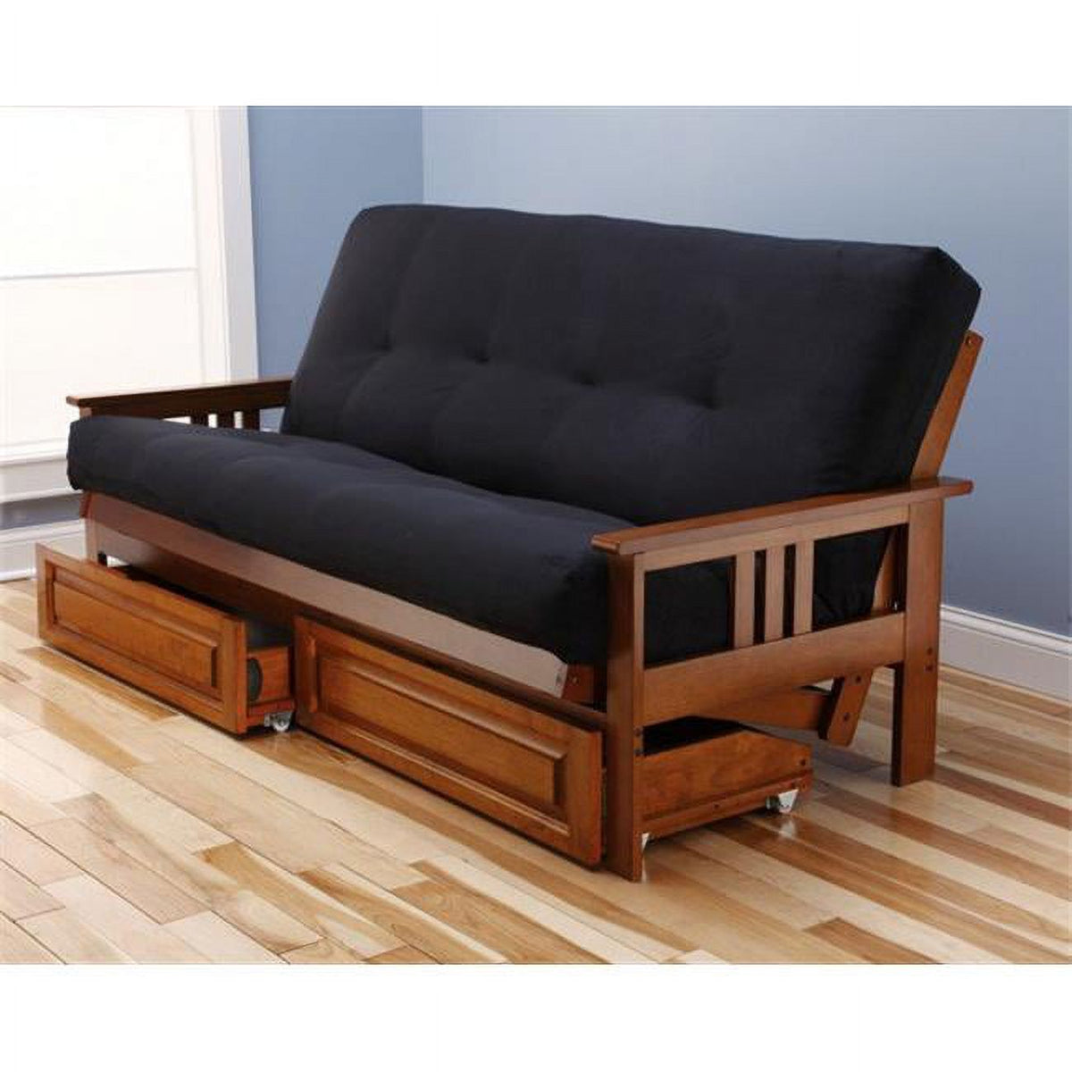 Futon with Suede Fabric Mattress in Black F7099