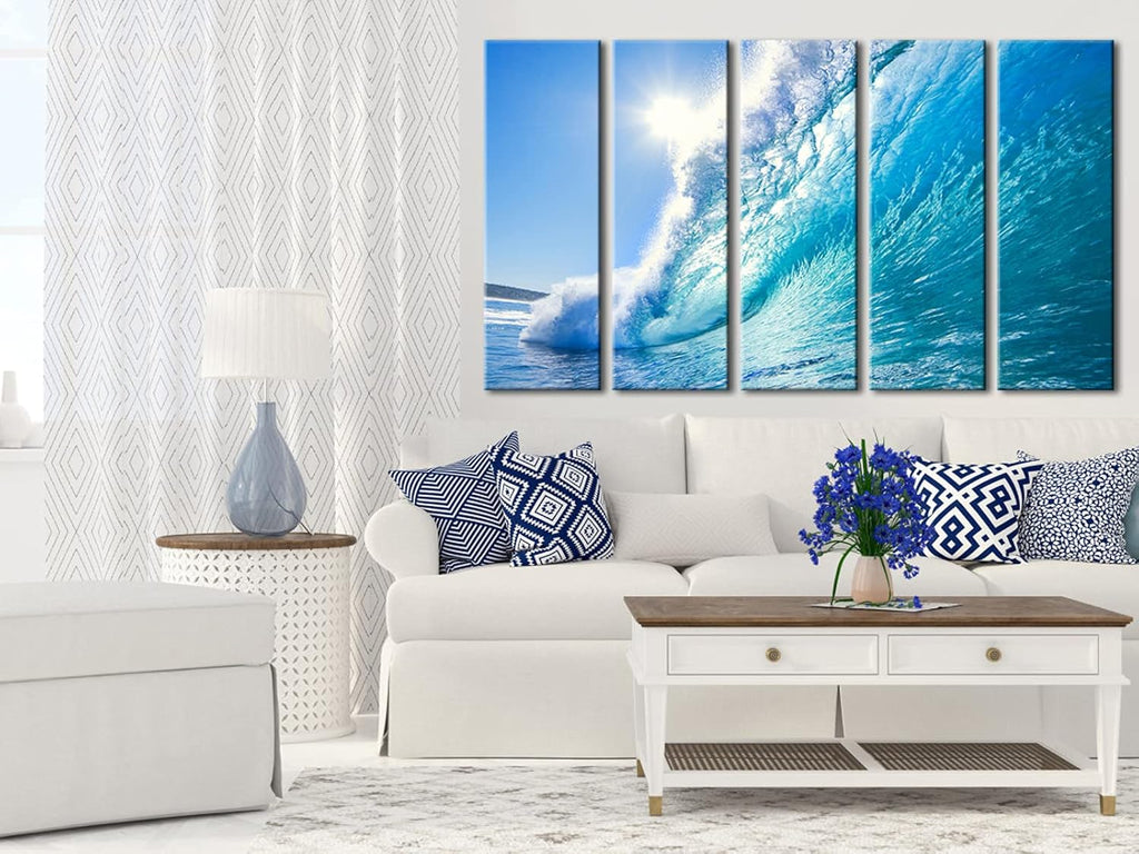 5 Piece Framed Giclee Canvas Prints Seascape Artwork E212