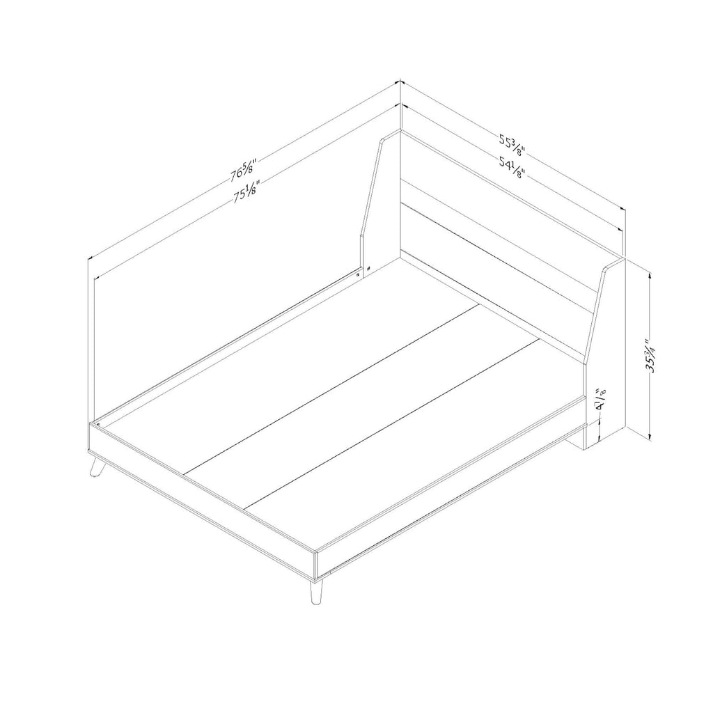 Full Soft Elm and Pure White Bed X143