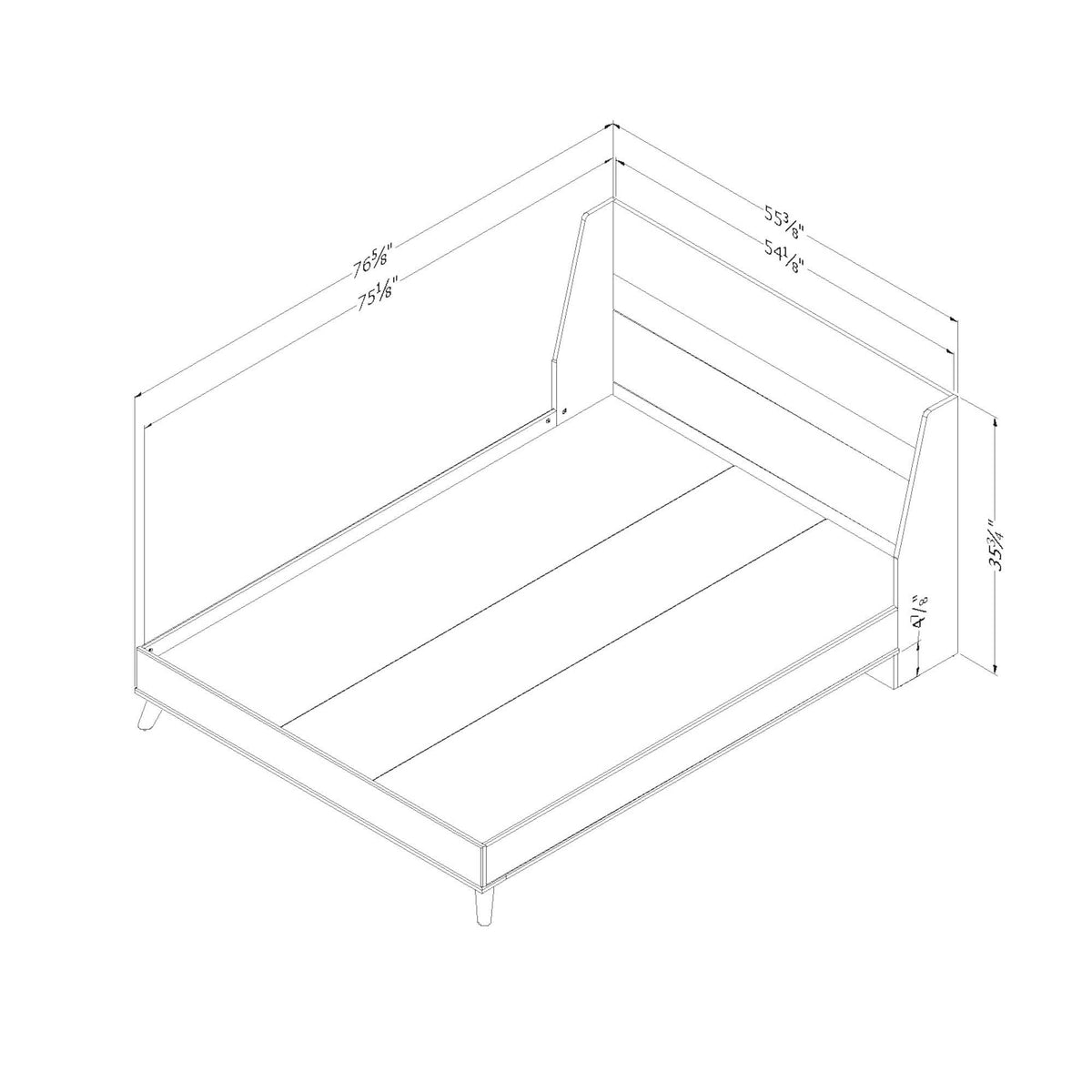 Full Soft Elm and Pure White Bed X143