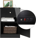 White Wooden Nightstand with Drawer and Door I121