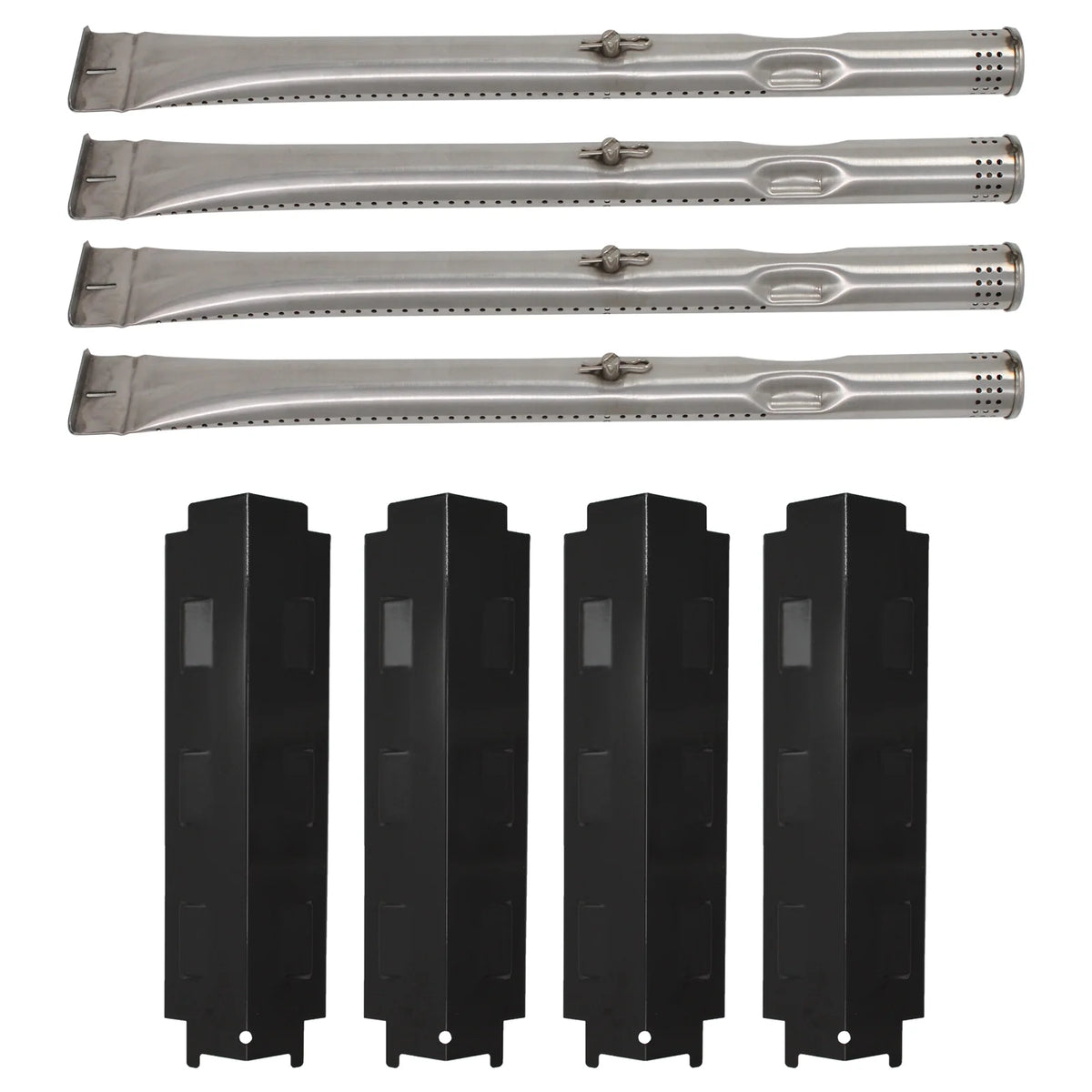 4-Pack Stainless Steel BBQ Gas Grill Tube Burner & Heat Shield Plate Replacement Parts Z5019