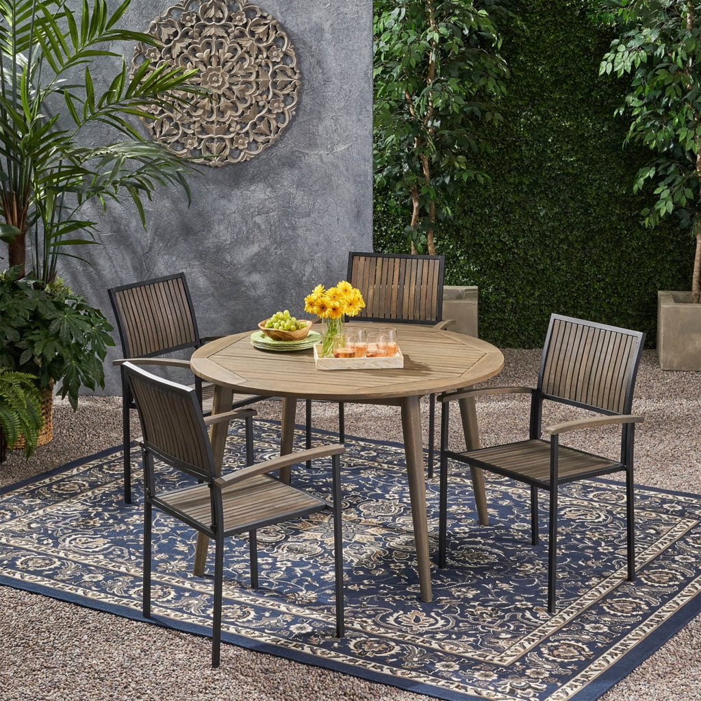 Acacia Wood 5 Piece Dining Set A98166