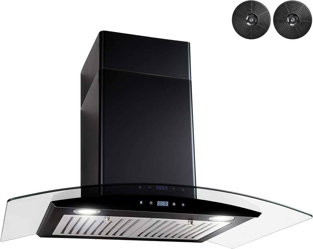 30 in Black Painted Stainless Steel Convertible Wall Mount Range Hood C9991