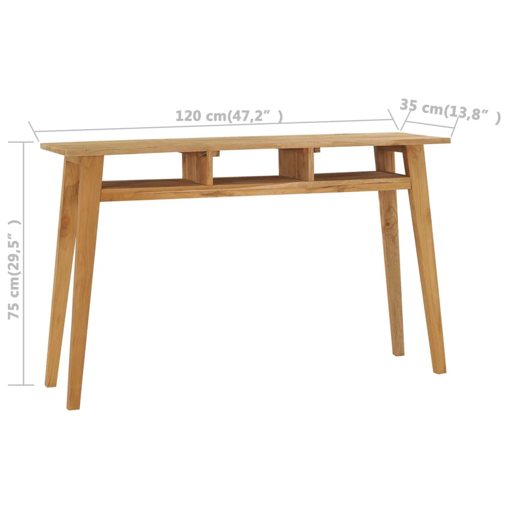 Teak Wood Console Table with 3 Open Shelves Z346907
