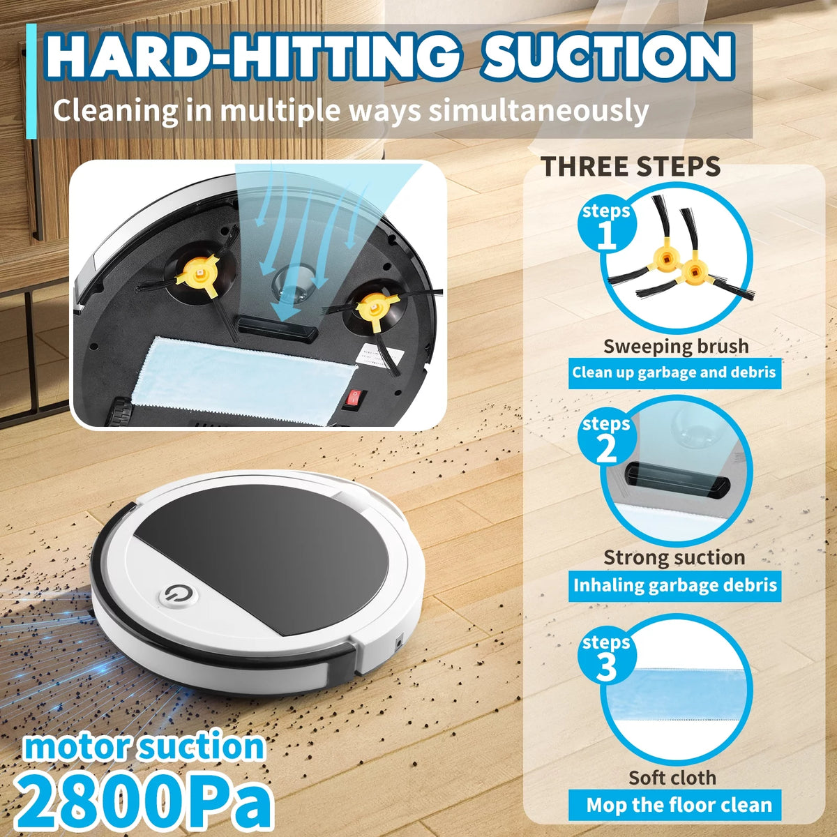 Robot Vacuum Cleaner with Remote Control, 2000Pa F28735