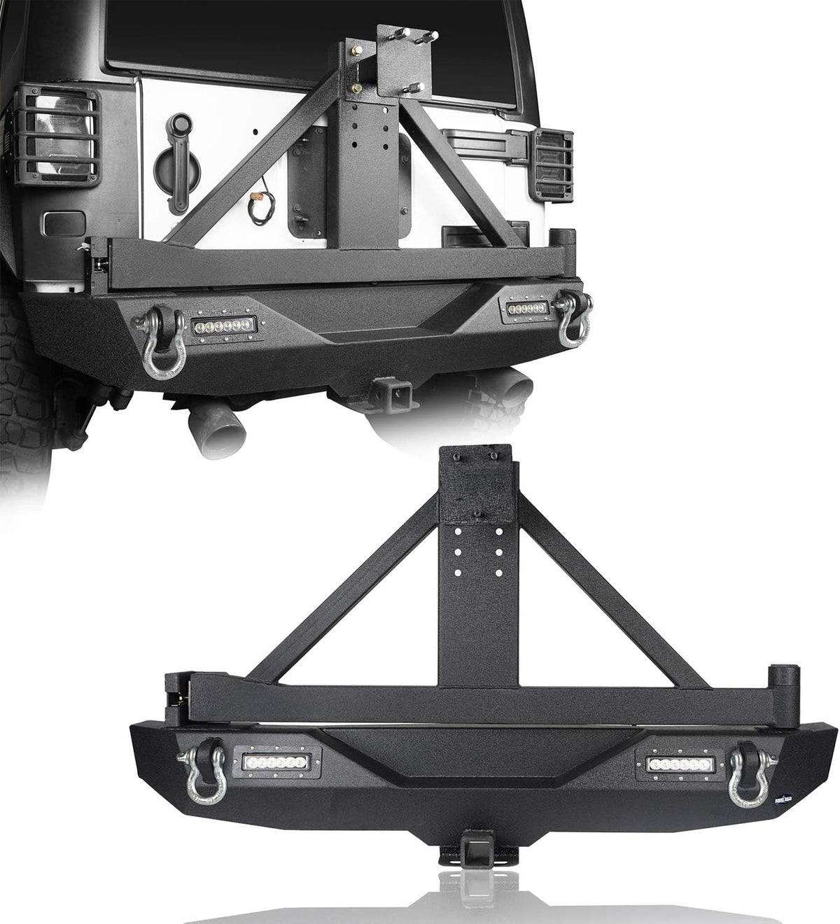 Steel Rear Bumper with Spare Tire Carrier & Hitch Receiver L155724
