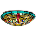 Red Dragonfly Stained Glass Flush Mount Ceiling Light T399399