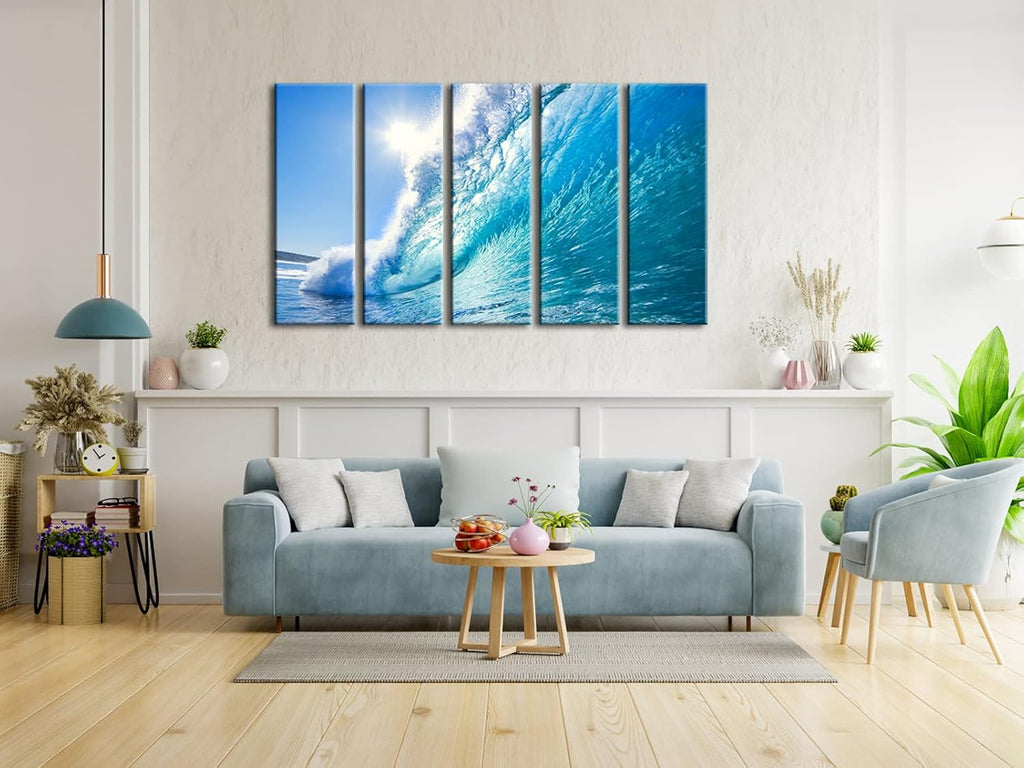 5 Piece Framed Giclee Canvas Prints Seascape Artwork E212