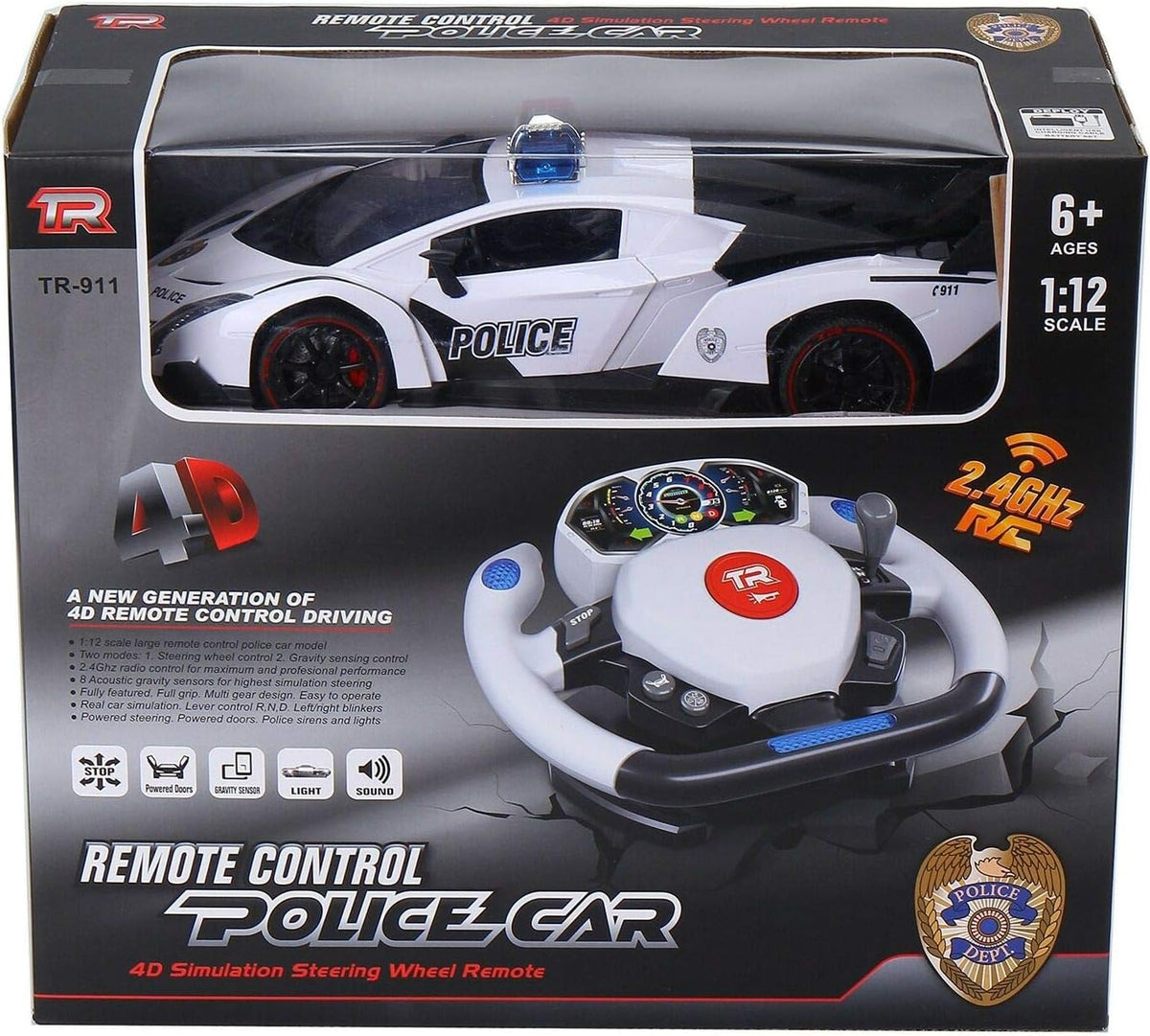 Remote Control Police Car 1:12 Scale 2.4Ghz D900585