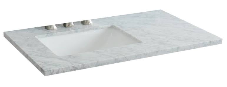 37 Inches White Carrara Top Rectangle Left Sink C159082