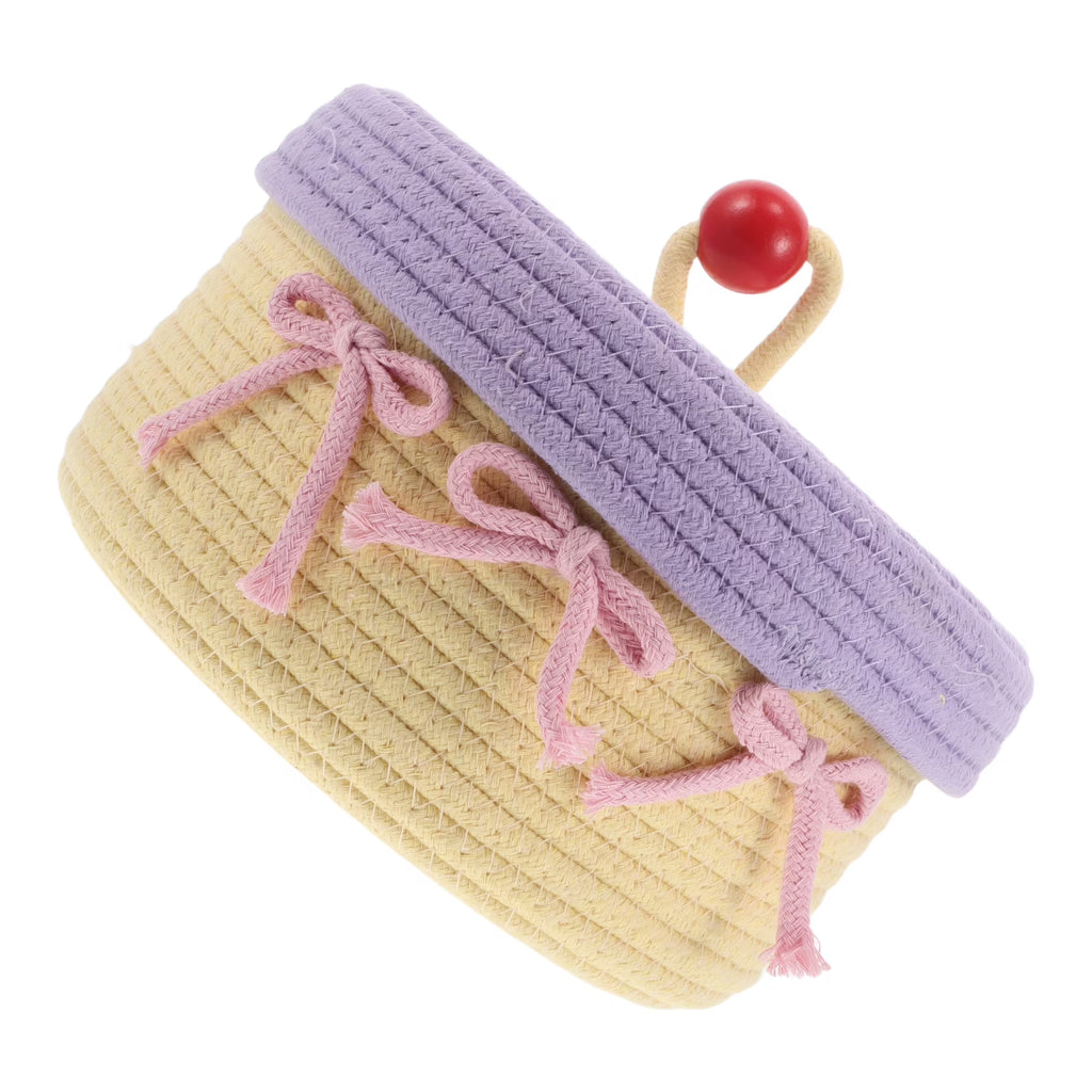 Woven Cotton Rope Basket With Lid Y74664