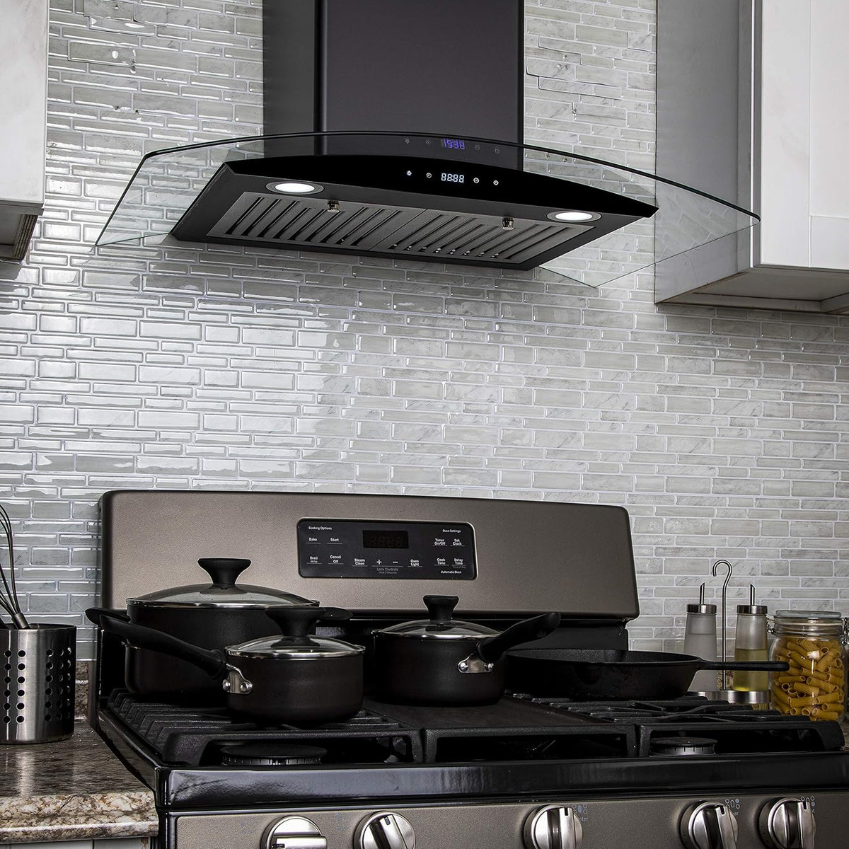 30 in Black Painted Stainless Steel Convertible Wall Mount Range Hood C9991